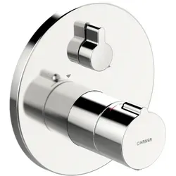 Hansa 88629045 Fertigmontageset | Wannen-Thermostat-Batterie mit keramischer Mengenregulierung - Armaturen mit integriertem Temperatur-Schutz und einfacher Montage durch den BLUECLICK Rosettenträger für mehr Sicherheit und Komfort.