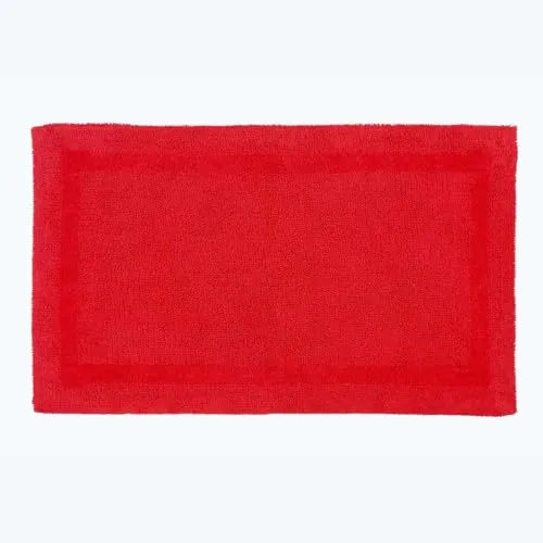 Homescapes Großer Badvorleger rot, XXL Badematte 70x120 cm - Hochwertige Badematte aus 100% Baumwolle mit innovativem Wende-Design für extra Komfort. Saugfähig, schnell trocknend und pflegeleicht – ideal für stilvolle Badezimmer.