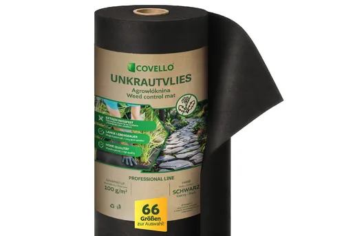 Covello Unkrautvlies Gartenvlies 100g/m² reißfestes Bodengewebe mit UV-Schutz Unkrautfolie, 1m x 1m = 1m² Schutzvlies Unkrautschutzvlies Mulchvlies Vlies