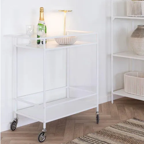 LebensWohnArt Servierwagen LEVEN 80cm in Weiß