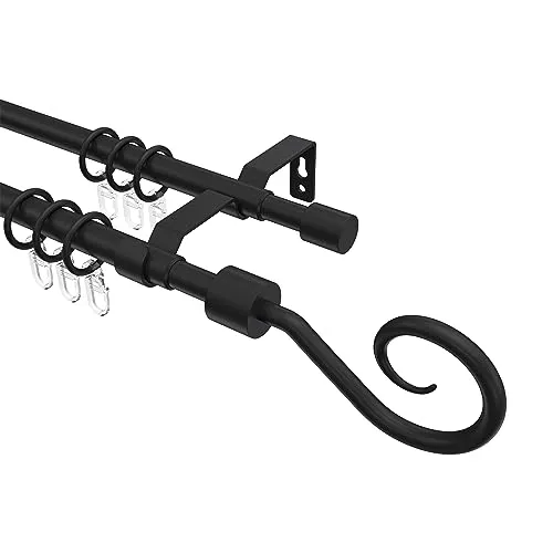 Interdeco Ausziehbare Gardinenstange Schwarz 70-120 cm