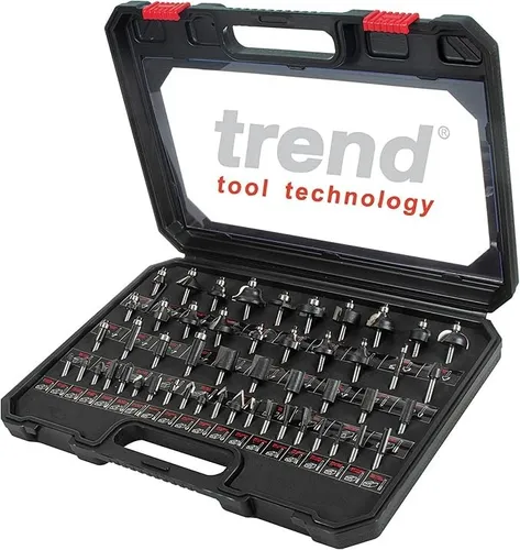 Trend 50 Piece Router Starter Set, 1/4 Inch Shank, Carbide Tipped with Aluminium