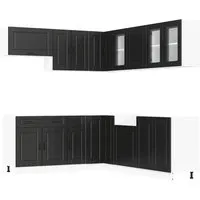 vidaXL 11-tlg. Küchenschrank-Set Porto Schwarz - Küchenunterschränke mit elegantem Design und viel Stauraum für Ihre Küchenausstattung. Hergestellt aus robustem Holzwerkstoff, pflegeleicht und anpassbar durch verstellbare Füße.