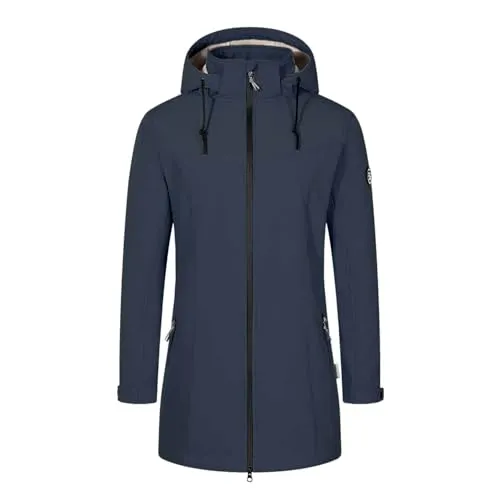 Blue Wave Damen Softshellmantel Martje mit Fleecefutter - Softshelljacke mit abnehmbarer Kapuze in Marine Größe 48