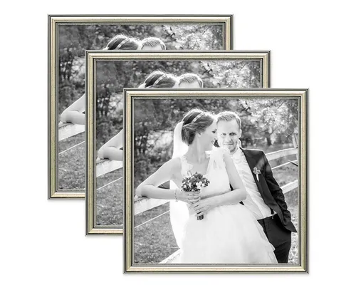 PHOTOLINI Bilderrahmen 3er Set Kunststoff-Rahmen im eleganten Barock-Stil