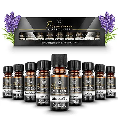 Teufelsküche® Duftöl-Set mit 10ml Fläschchen | 9 verschiedene Aroma-Öle zum Wohlfühlen & Entspannen - ideal im Diffuser oder als Lufterfrischer - perfekt zum Verschenken