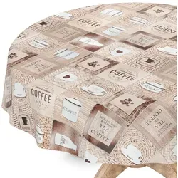 ANRO Tischdecke Wachstuchtischdecke Gartentischdecke Wachstischdecke (Einzelstück 1-tlg), Glatt Rund 140cm wasserabweisend braun Rund | Ø 140 cm x 140 cm x 140 cm x 0.25 mm