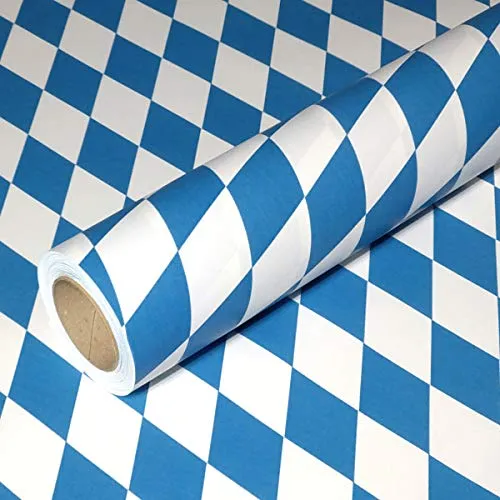 JUNOPAX Geschenkpapier 50m x 1,00m Raute weiß-blau von JUNOPAX