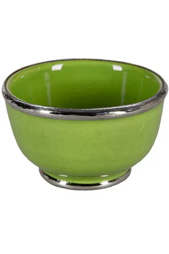 Marrakesch Orient & Mediterran Interior Dipschale Orientalische Keramik Schale mit Silberrand Cariba Grün, Keramik, (1-tlg), Handarbeit