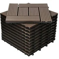 ECD Germany WPC Terrassendielen - Dunkelbraun rutschfest - Terrassendielen aus WPC mit Drainage und Klicksystem, ideal für Garten und Balkon. Rutschfeste Oberfläche und robuste 22 mm Stärke für sicheren Halt.