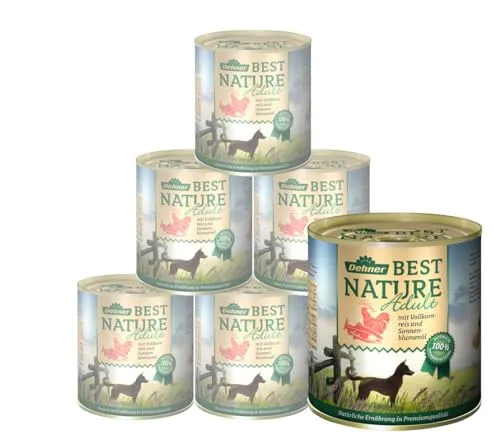 Dehner Best Nature Hundefutter, Nassfutter getreidefrei - Premium Nassfutter für ausgewachsene Hunde, 100% natürliche Zutaten, schonend gegart für optimale Nährstofferhaltung, ohne künstliche Zusatzstoffe.