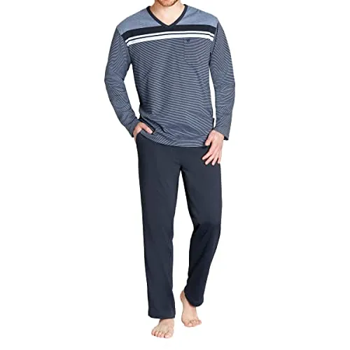 Hajo Schlafanzug 50059 Klima Komfort - Hochwertiger Pyjama mit atmungsaktiver Klima-Komfort-Qualität, bügelfrei und trocknergeeignet. Bequemer V-Ausschnitt und praktische Taschen für höchsten Schlafkomfort.