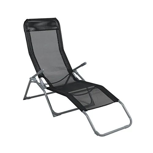 greemotion Gartenliege anthrazit, Bäderliege witterungsbeständig, Campingliege zusammenklappbar, schnelltrocknende Strandliege aus Stahl mit Textilenebespannung, Maße: ca. 193 x 63 x 100 cm