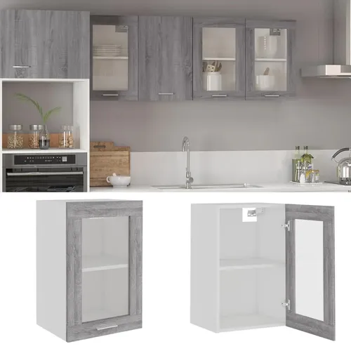 vidaXL Hängeschrank Lyon Glas Grau Sonoma 40x31x60 cm