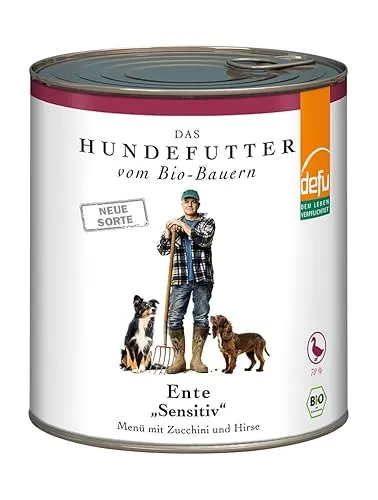 defu Hundefutter | 6 x 820 g | Bio Ente Sensitiv | Premium Bio Nassfutter Menü | Alleinfuttermittel für Hunde