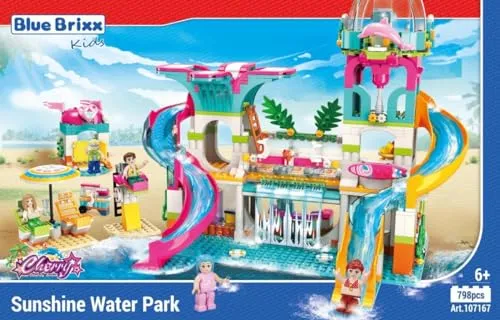 BlueBrixx Kids 107167 – Cherry: Sunshine-Wasserpark aus Klemmbausteinen mit 798 Bauelementen