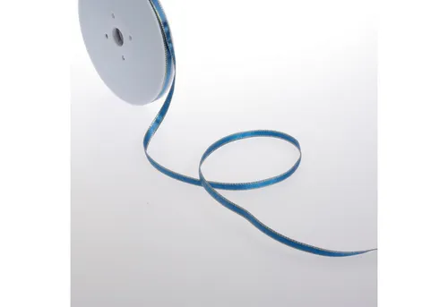 Deko AS Dekoband Double-Face Satin mit Goldkante - blau - 6mm - 50m - 32106 171