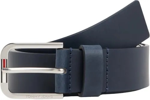 Tommy Jeans Herren Gürtel Austin 3,5 cm Ledergürtel, Blau (Dark Night Navy), 105 cm