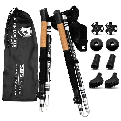 Alpin Loacker Wanderstöcke – Faltbare Carbon Trailrunning Stöcke - Wanderstöcke aus leichtem Carbon, ideal für Outdoor und Bergsport. Die teleskopierbaren Stöcke bieten Komfort und Stabilität für Damen und Herren.