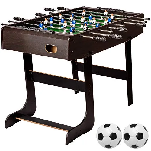 GAMES PLANET Tischfussball „Belfast“ – Klappbar, Holzdekor Dunkelbraun