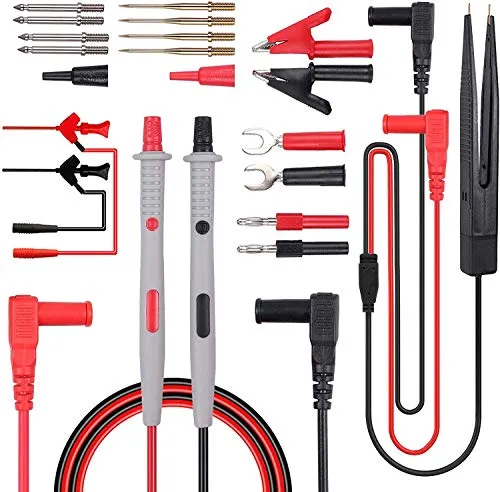 DollaTek Messleitung Kit 21 in 1 elektrische Multimeter Messleitung mit Krokodilklemmen Testsonde Bananenstecker-Multimeterkabel für Spannungsprüfer