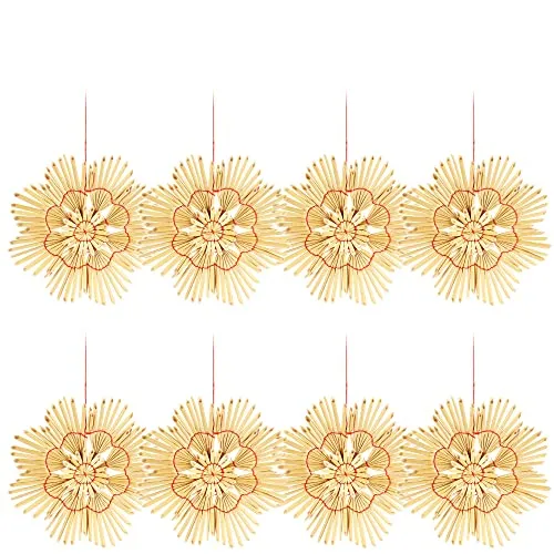 com-four® 8X Strohsterne im Mix-Set - Christbaum-Schmuck - Stroh-Anhänger für den Weihnachtsbaum - natürlicher Christbaum-Behang - Weihnachtsdekoration - 15 cm