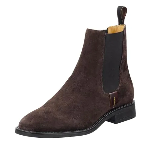 Gant Fayy Stiefeletten Braun EU 38 - Elegante Stiefeletten aus hochwertigem Rindveloursleder mit schmalem Schaft und breiten elastischen Einsätzen, ideal für stilvolle Wanderungen.