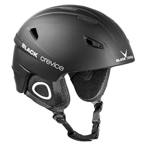 Black Crevice Skihelm Kitzbühel, schwarz, Gr. M - Skihelm mit optimaler Anpassung durch verstellbare Kinn- und Hinterkopf-Bänder, atmungsaktivem Innenfutter und CE-zertifizierter Sicherheit – ideal für Wintersportler.