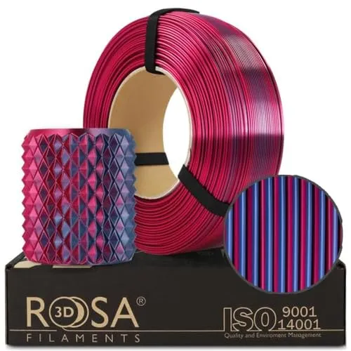 ROSA 3D PLA Magic Silk Filament 1.75 mm für 3D Drucker | Druckmaterialien Leicht Glänzend Bioabbaubar PLA 3D Drucker Filament | 3D Printing Materials | Mitternachtsstadt Refill 1 kg