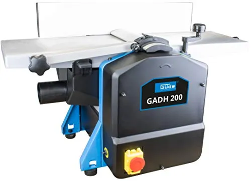 Güde Hobelmaschine GADH 200 - Elektrohobel mit 1250W Leistung, ideal für präzises Abrichten und Dickenhobeln von Holz mit einer Spandicke von 0-2mm. Robuste Bauweise und innovative Sicherheitsmerkmale garantieren zuverlässige Ergebnisse.