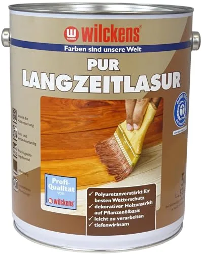 Wilckens 5l PUR-Langzeitlasur Palisander - Hochwertige Holzlasur für Innen- und Außenbereich, schützt effektiv und sorgt für eine lange Lebensdauer des Holzes.