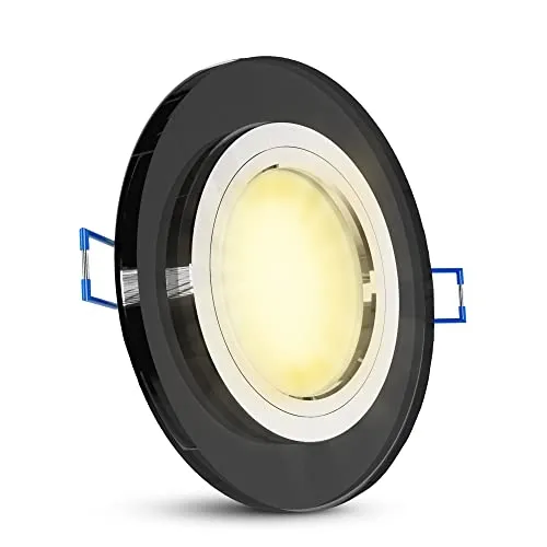 SSC-LUXon Design Einbaulampe aus Glas inklusive fourSTEP LED Leuchtmittel 4W warmweiß 230V schwarz rund Einbautiefe 15 mm dimmbar