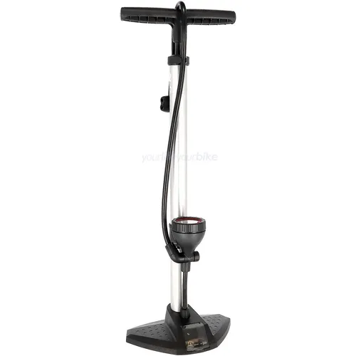 XLC Standpumpe PU-S05 schwarz - Luftpumpen für Radsport, kompakt und mit flexiblem Schlauch für einfaches Pumpen bis 11 bar.