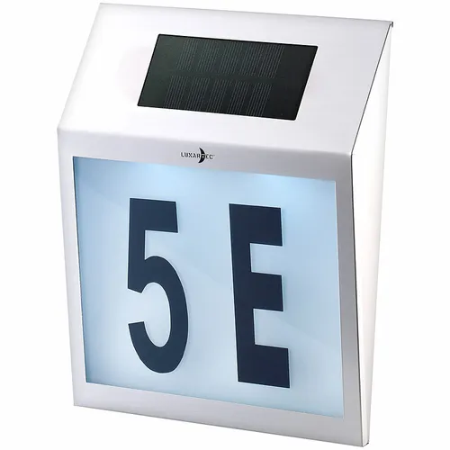 Lunartec Solar-LED-Hausnummernleuchte mit Edelstahl-Gehäuse und Licht-Sensor
