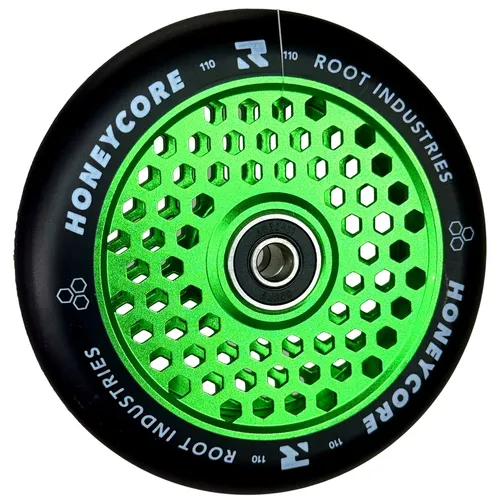 Root Industries Honeycore Stunt-Scooter Rolle 110mm Grün / PU Schwarz - Cityroller & Kickboards mit innovativer HollowCore-Technologie für leichtes Gewicht und hohe Stabilität. Ideal für Street und Park, perfekt für alle Scooter-Marken!
