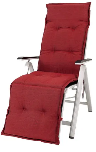 Sun Garden Sesselauflage Relaxliege Naxos 50318-300 dunkelrot 174x50x6 cm - Sessel-Erhöhungen für Relaxliegen mit verstellbarem Halteband und Bindebändern, ideal für zusätzlichen Komfort und individuelle Anpassung.
