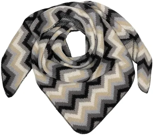 Caspar SC527 warmer Damen Dreieckschal mehrfarbig mit Zick-Zack Muster, Farbe:schwarz, Mode Größe:One Size