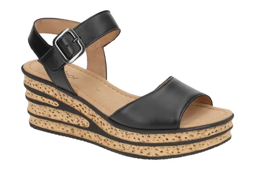 Gabor Damen Keilsandalen - Bequeme Wedges in Schwarz (27), 35.5 EU / 3 UK - Modische Keilsandalen für Damen, ideal für den Sommer. Bequem und elegant mit Klettverschluss und 7 cm Absatzhöhe. Hochwertige Materialien sorgen für besten Tragekomfort.