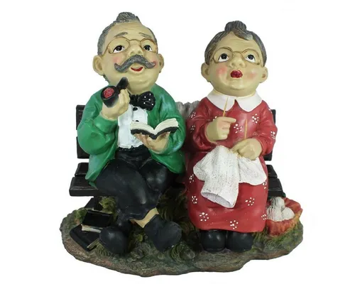 colourliving Dekofigur Opa und Oma auf Gartenbank von colourliving