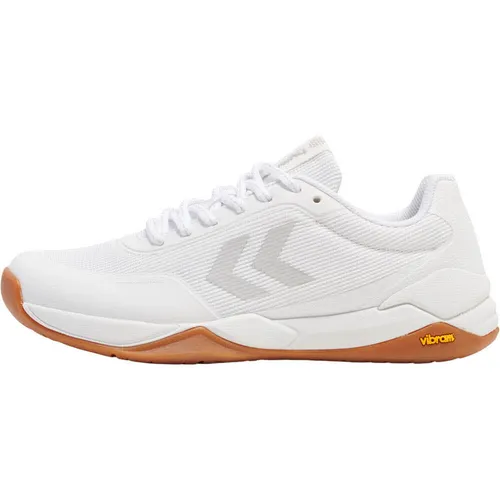 hummel Hallen-Indoorschuhe Court Control Weiss Herren Badmintonschuh - Badmintonschuhe mit leichter Vibram Sohle für hervorragende Dämpfung und optimalen Grip auf Hallenböden, ideal für ambitionierte Spieler.