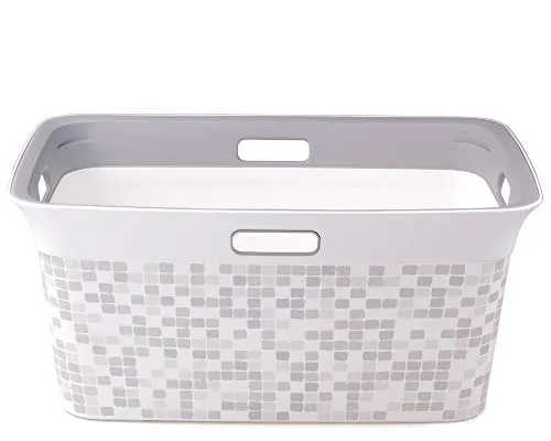 Ondis24 Wäschekorb Tragekorb Wäschesammler Transportkorb Moda Mosaik 45 L