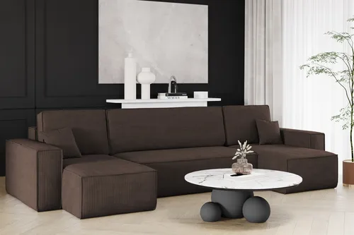 Wohnlandschaft Schlafsofa MARIS – Modernes Sofa in Braun - Sofas & Sessel mit Schlaffunktion für mehr als 6 Personen, ideal für Wohnzimmer und Gästeübernachtungen. Stilvolles Design in Braun und komfortable Polsterung.