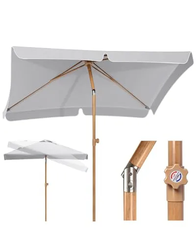 Sekey Sonnenschirm Balkon 200x125 cm Holzoptik – Höhenverstellbar mit UV-Schutz