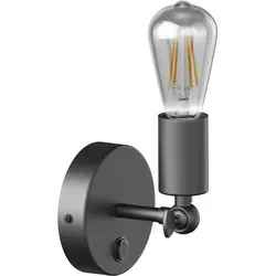 ledscom.de Vintage Wand-Leuchte FETRO Schalter, schwarz, schwenkbar + LED Lampe 240lm, extra-warmweiß