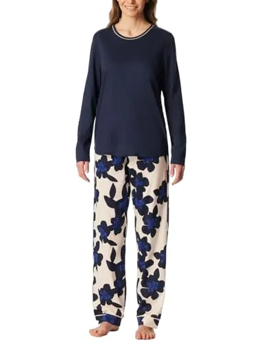 Schiesser Damen Schlafanzug Set lang aus Baumwolle und Modal - Bequemes und stilvolles Schlafanzug Set für Damen aus hochwertiger Baumwolle und Modal, ideal für entspannte Nächte und angenehme Träume.