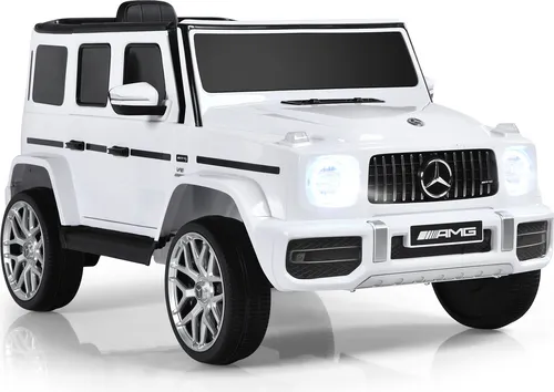 COSTWAY Mercedes Benz Elektroauto für Kinder - Weiß - Elektrofahrzeug für Kinder ab 3 Jahren mit realistischem Design, 2 Modi zur Geschwindigkeitskontrolle und integriertem Musiksystem für ein unterhaltsames Fahrerlebnis.