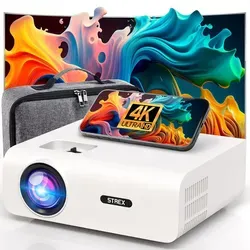 Strex Beamer - 1080P Full HD - 15000 Lumen - Mini Projektor mit WiFi & Bluetooth - Beamer für Heimkino und Präsentationen mit 1080P Full HD, 15000 Lumen Helligkeit und kabellosem Streaming. Tragbar und vielseitig, ideal für große Projektionen von 50 bis 300 Zoll.