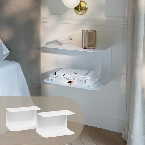 [en.casa] Nachttisch hängend Notodden 2er Set – modernes Wandregal für Schlafzimmer - Platzsparendes Wandregal-Set mit zwei Ablageebenen, ideal für Bücher und Dekoration. Flexibel in der Höhe anpassbar, fügt sich harmonisch in moderne Räume ein und sorgt für ein aufgeräumtes Ambiente.