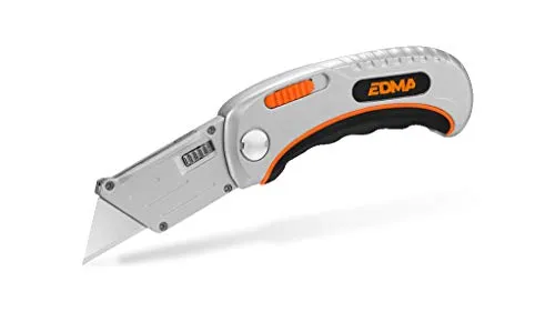 EDMA - Cuttermesser mit Trapezklinge - Cuttter mit Abbrechklinge in 9mm - Schneidwerkzeug mit Klingenschnellwechselsystem und Sicherheitsverriegelung - 170355 - Handwerkzeug für Profis und Heimwerker