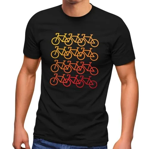 Produktbild MoonWorks® Herren T-Shirt Fahrrad-Motiv Geschenk für Radfahrer Bike Fun-Shirt Spruch lustig Schwarz-gelb L